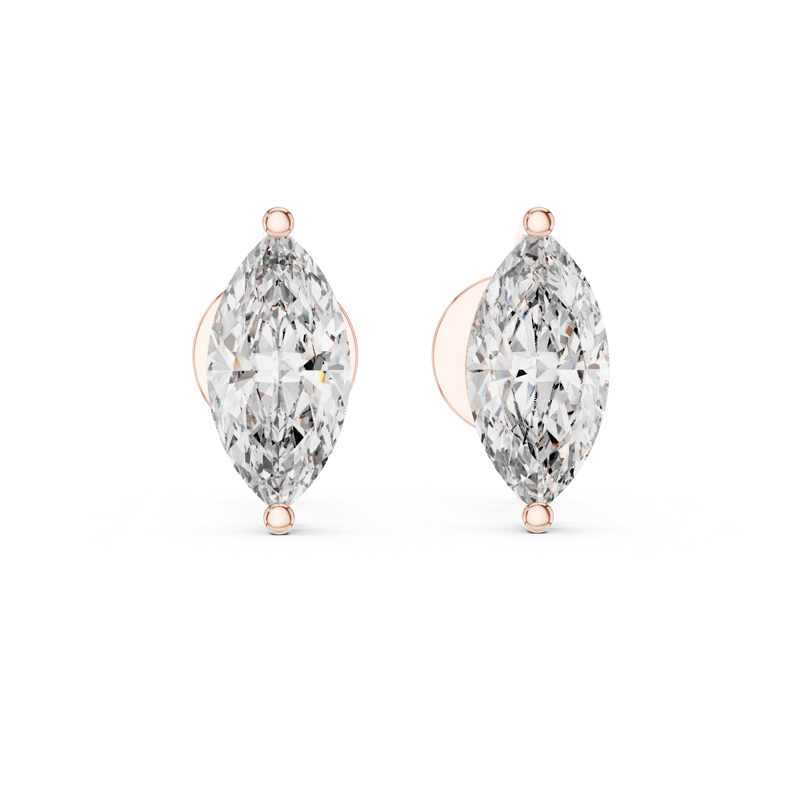 Elegant Marquise-Cut 0.75-CT Diamond 14- KT Stud Earrings
