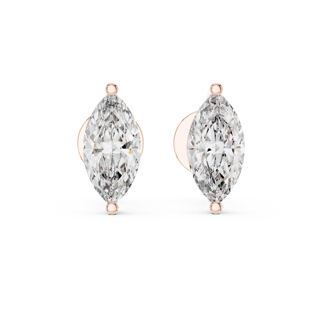 Elegant Marquise-Cut 0.75-CT Diamond 14- KT Stud Earrings