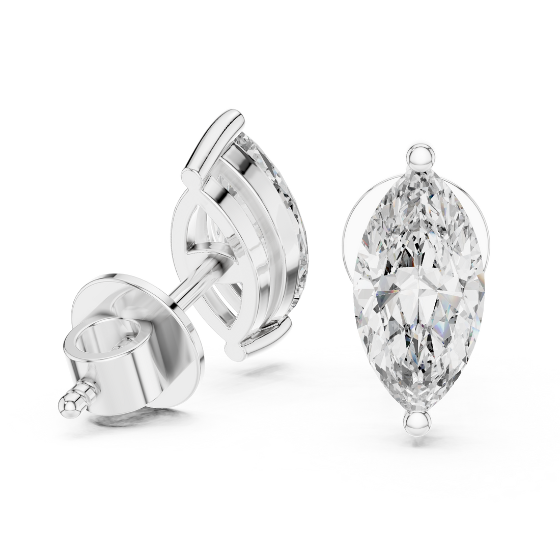 Elegant Marquise-Cut 0.75-CT Diamond 14- KT Stud Earrings