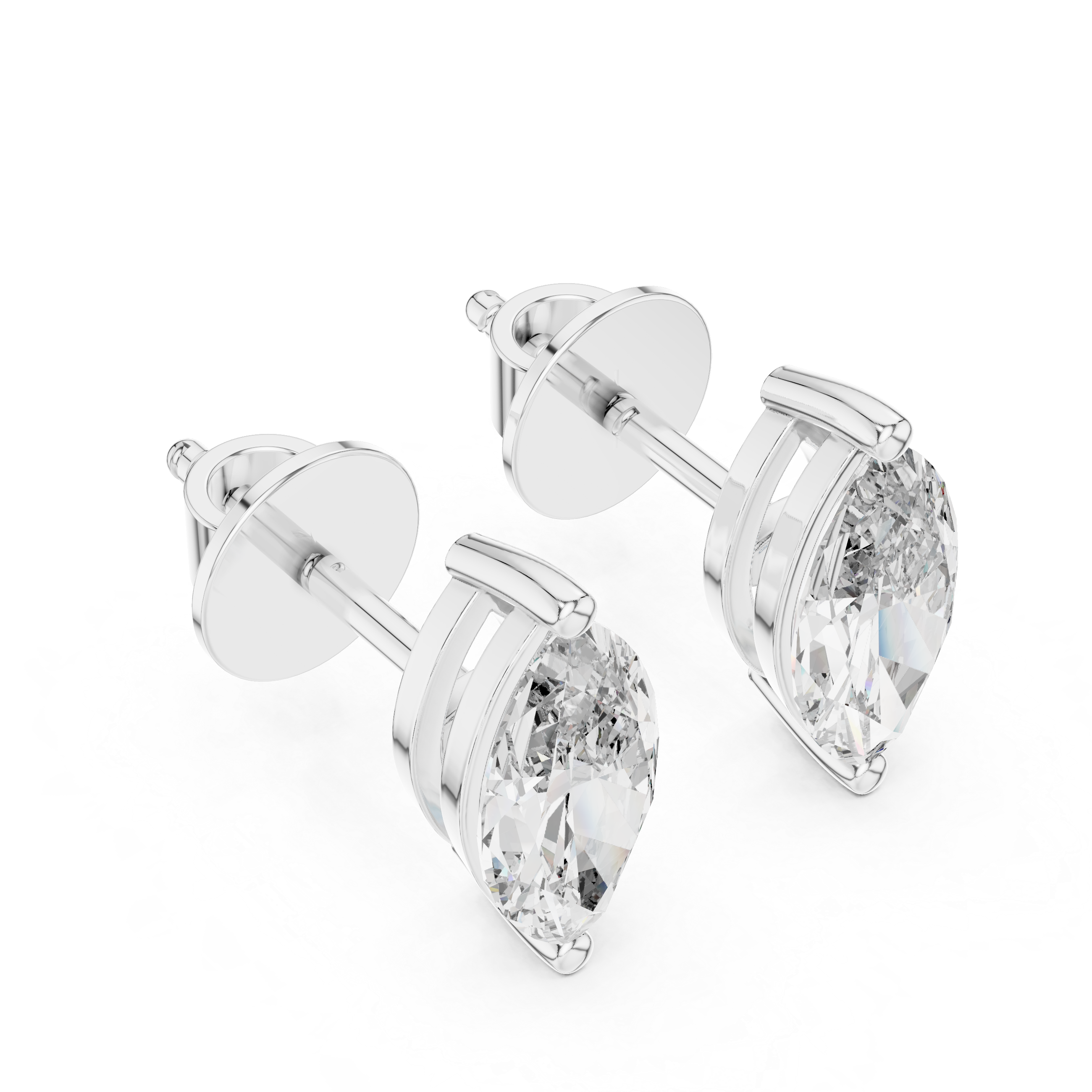 Elegant Marquise-Cut 0.75-CT Diamond 14- KT Stud Earrings