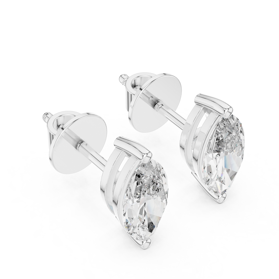 Elegant Marquise-Cut 0.75-CT Diamond 14- KT Stud Earrings