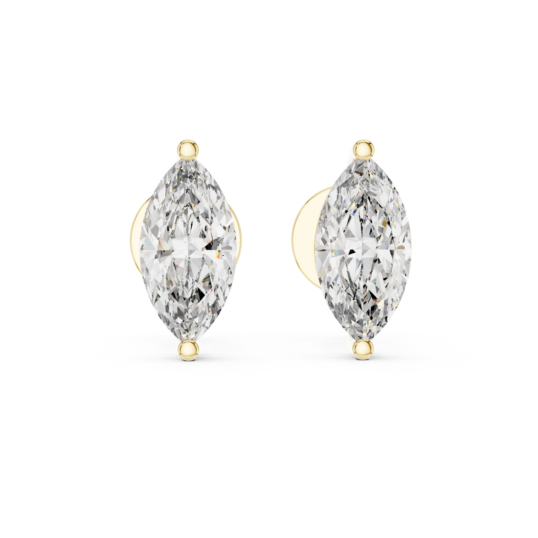 Elegant Marquise-Cut 0.75-CT Diamond 14- KT Stud Earrings