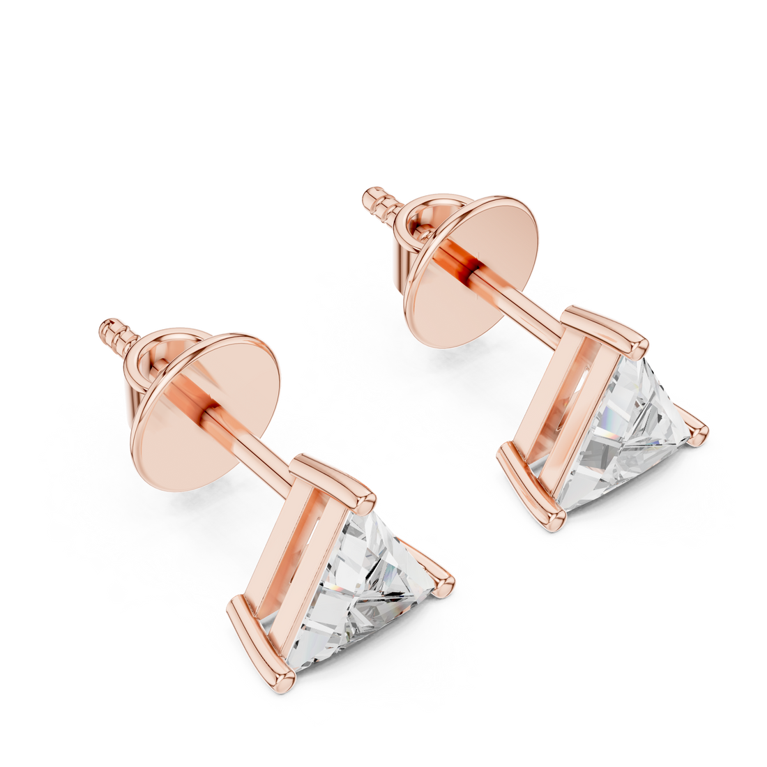 Triangle -Cut 0.75-CT Diamond Stud Earrings in 14-KT White Gold