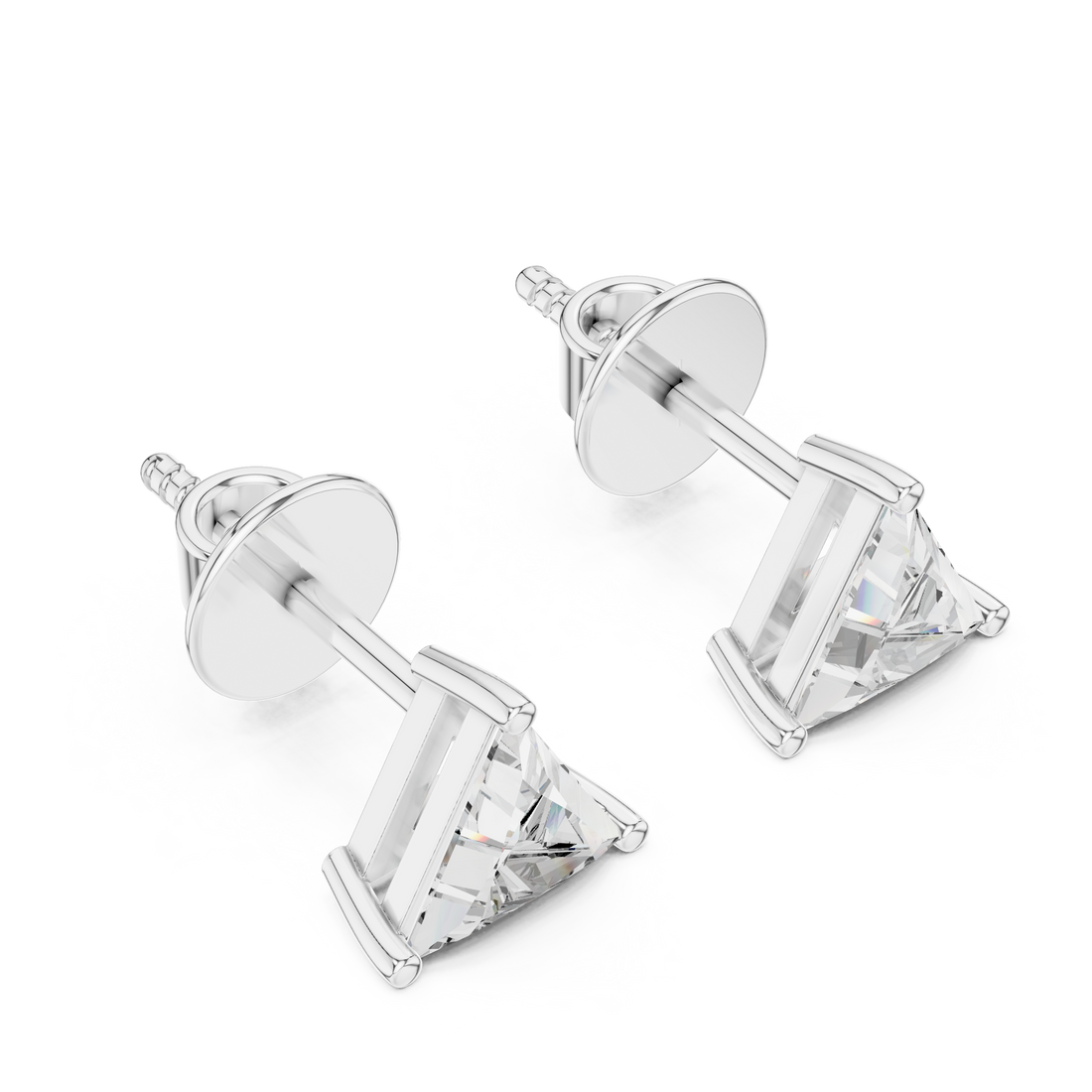 Triangle -Cut 0.75-CT Diamond Stud Earrings in 14-KT White Gold