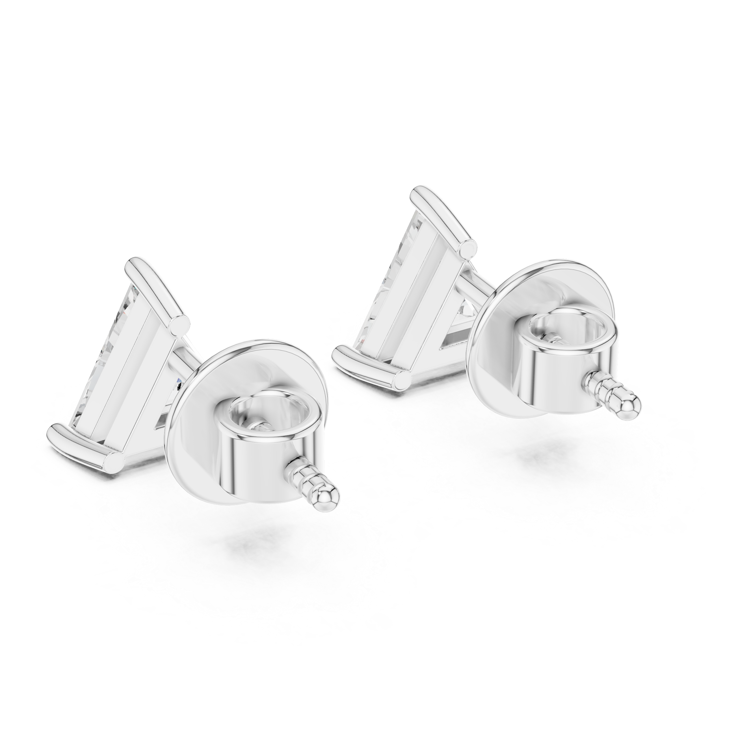 Triangle -Cut 0.75-CT Diamond Stud Earrings in 14-KT White Gold