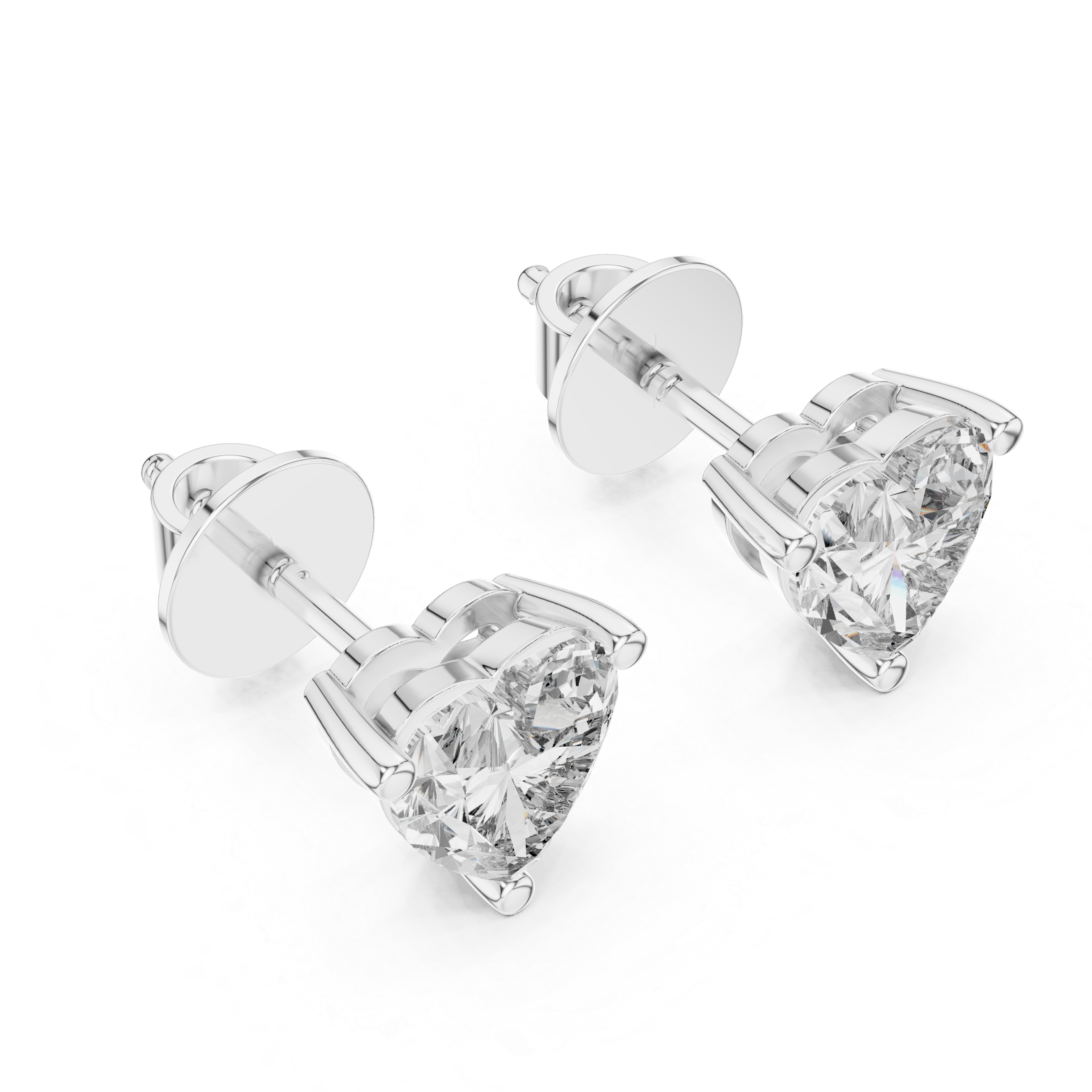Heart-Shaped 0.75-CT Diamond Stud Earrings in 14-KT White Gold