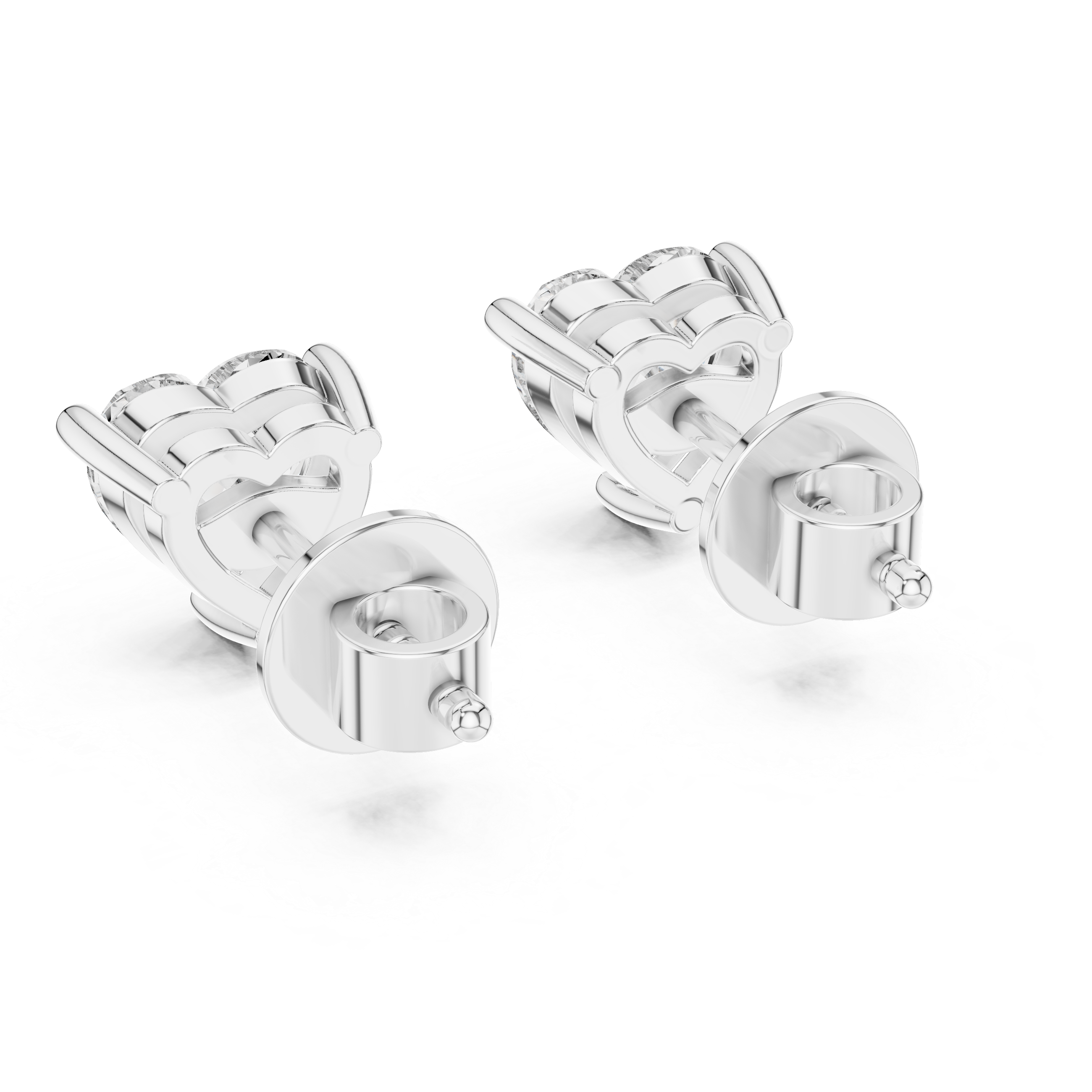 Heart-Shaped 0.75-CT Diamond Stud Earrings in 14-KT White Gold