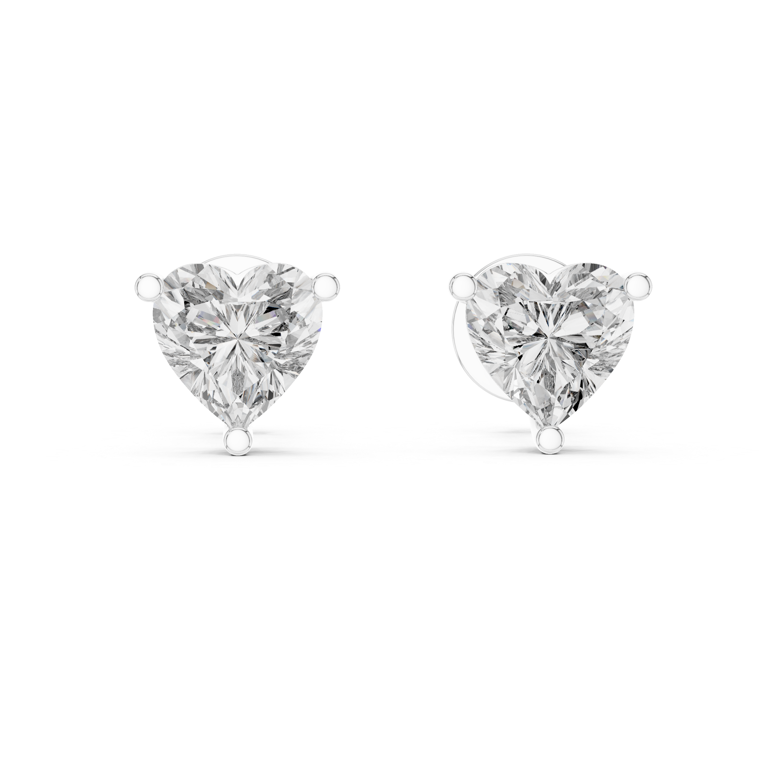 Heart-Shaped 0.75-CT Diamond Stud Earrings in 14-KT White Gold
