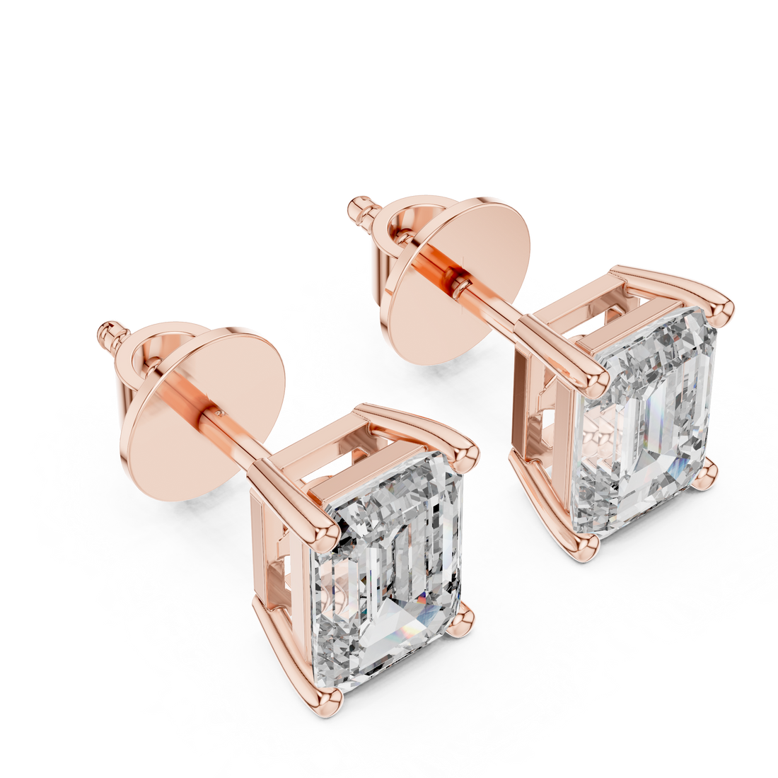 1-Ct Emerald-Cut Diamond Stud Earrings in 14-KT White Gold