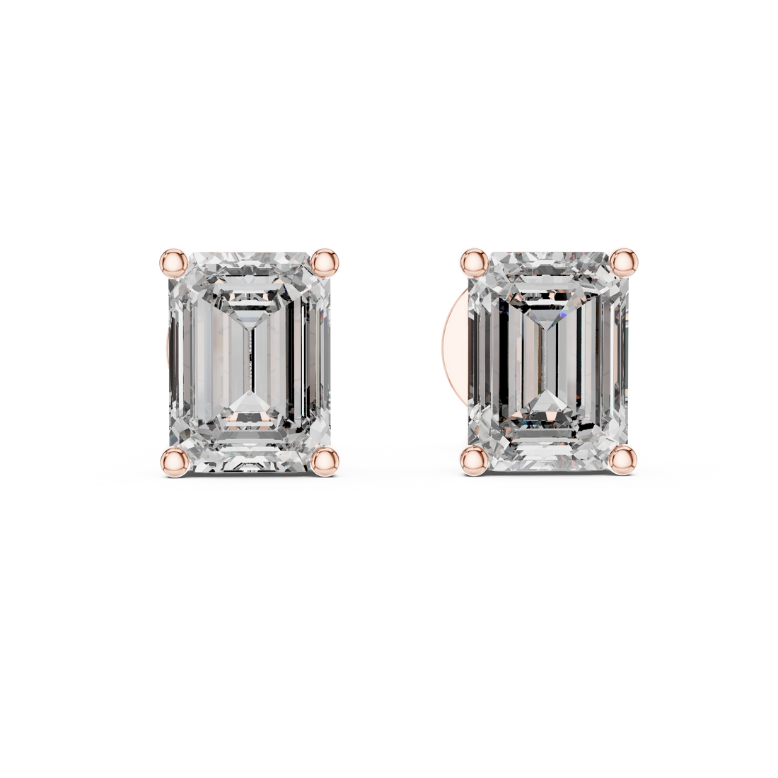 1-Ct Emerald-Cut Diamond Stud Earrings in 14-KT White Gold