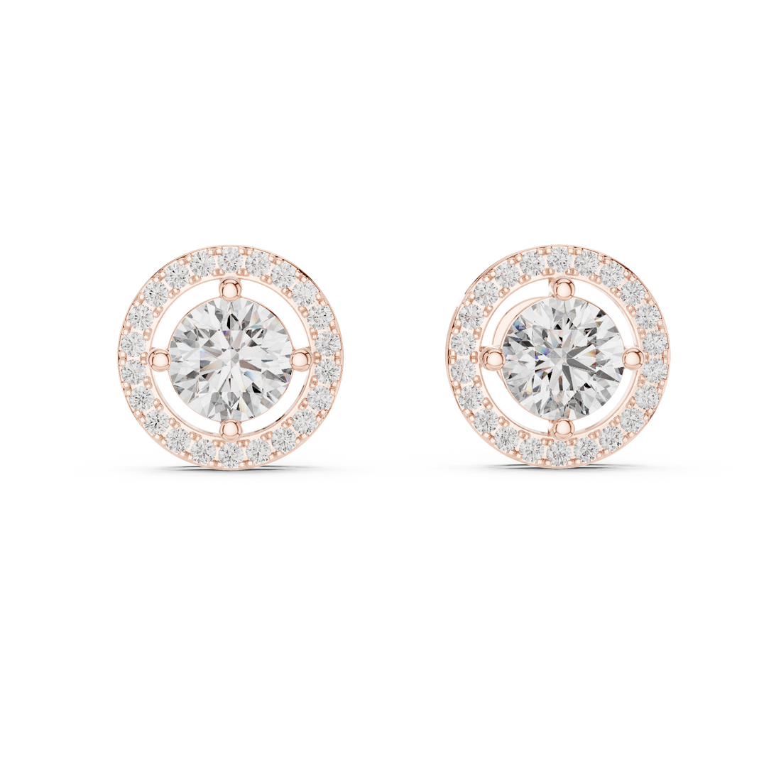 Radiant Halo 1-Ct Diamond Stud Earrings in 14-KT White Gold