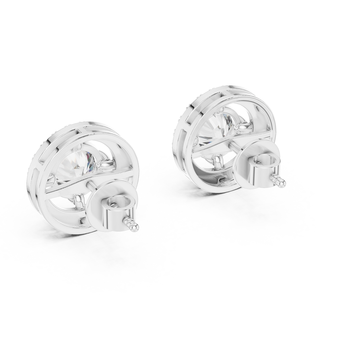 Radiant Halo 1-Ct Diamond Stud Earrings in 14-KT White Gold