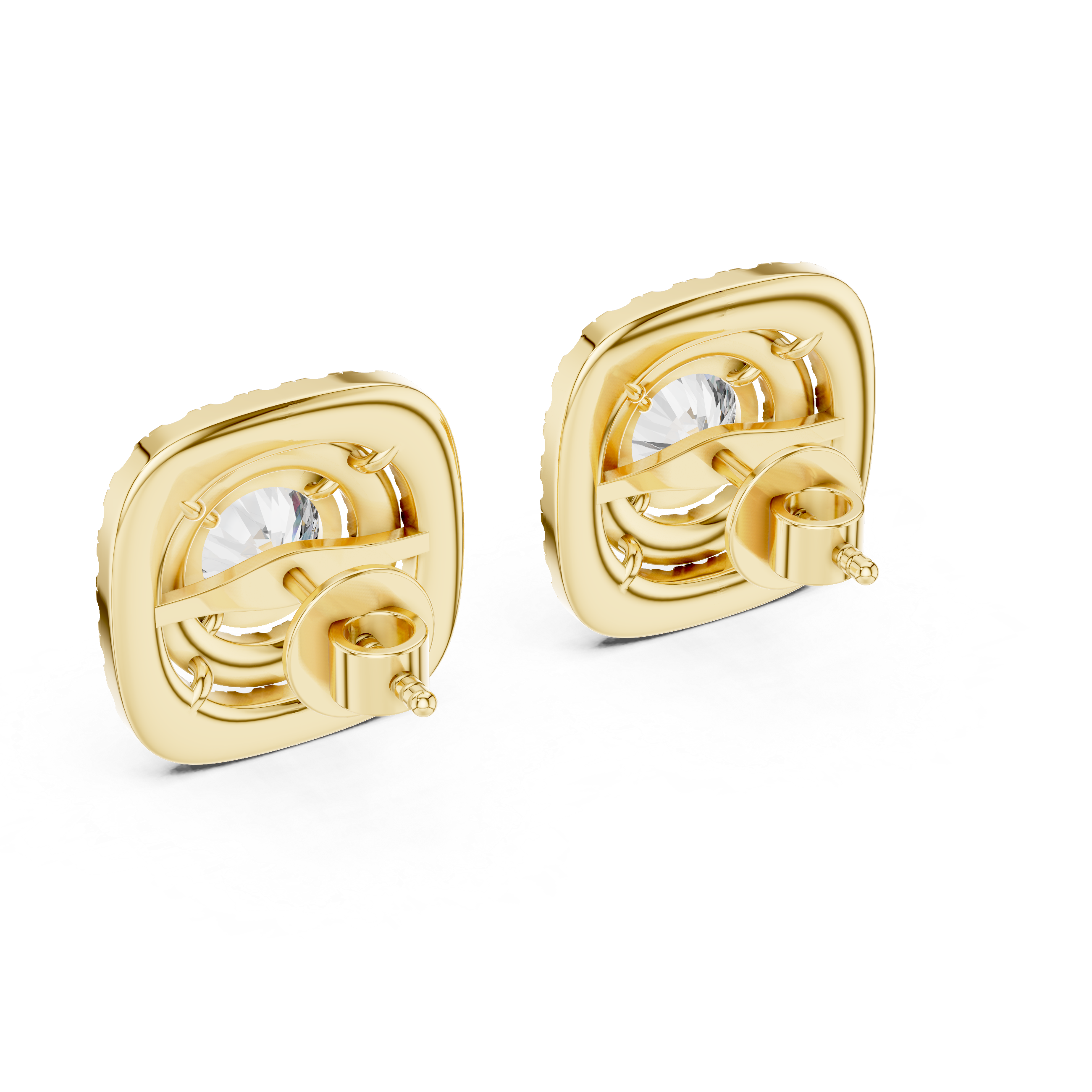 Double Halo 1-Ct Round Diamond Stud Earrings in 14-KT White Gold