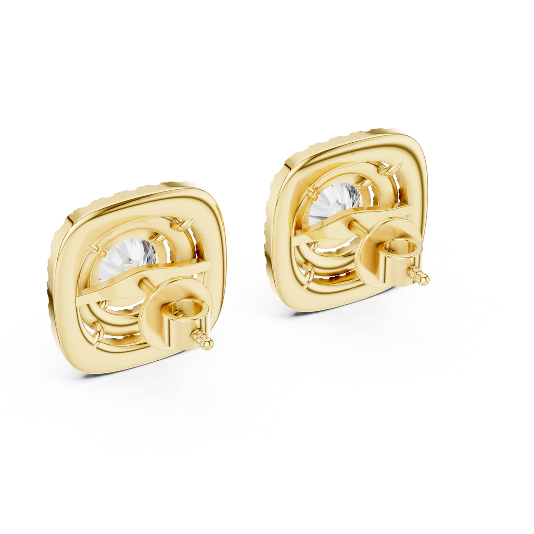 Double Halo 1-Ct Round Diamond Stud Earrings in 14-KT White Gold