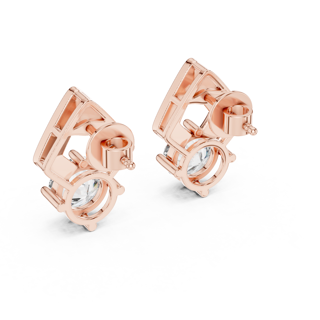 Modern 1.25-CT Diamond Frame 14-KT White Gold Stud Earrings