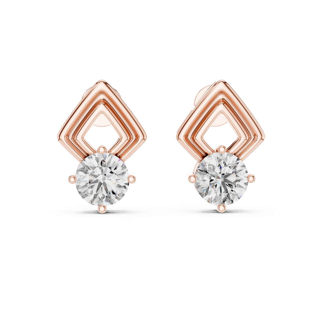 Modern 1.25-CT Diamond Frame 14-KT White Gold Stud Earrings