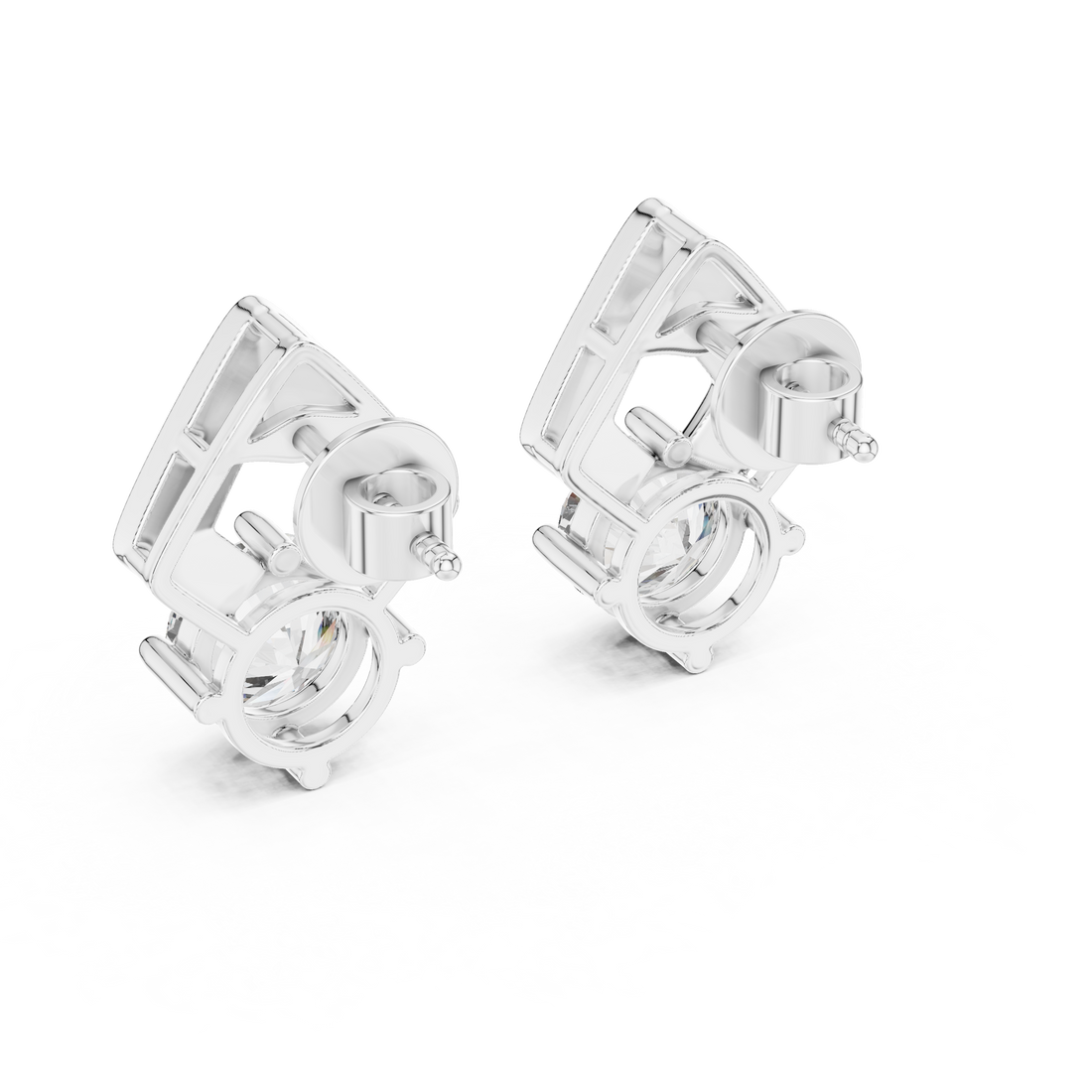 Modern 1.25-CT Diamond Frame 14-KT White Gold Stud Earrings