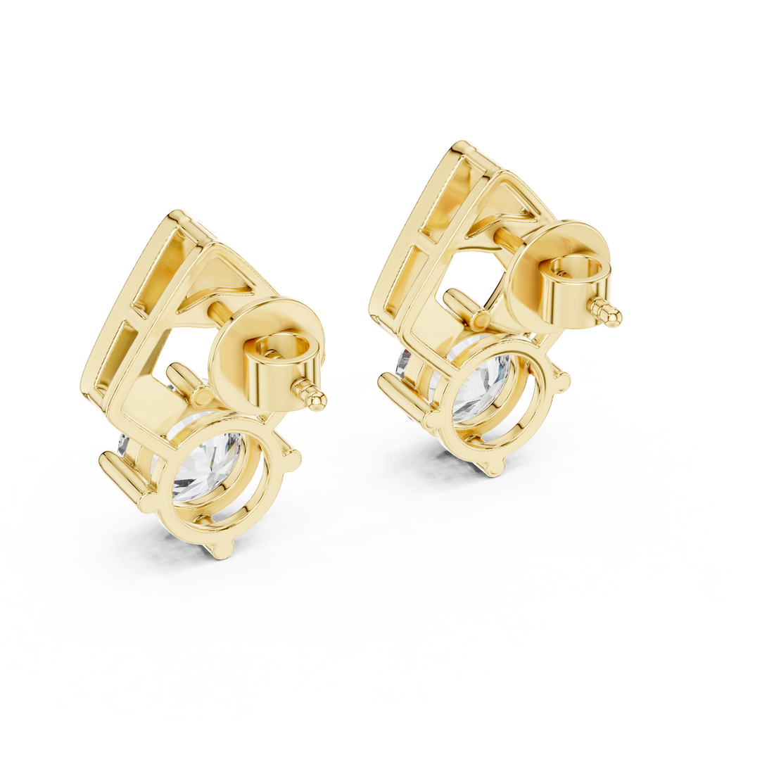 Modern 1.25-CT Diamond Frame 14-KT White Gold Stud Earrings