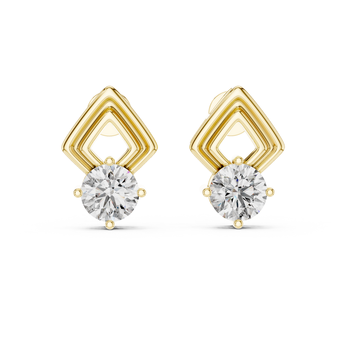 Modern 1.25-CT Diamond Frame 14-KT White Gold Stud Earrings