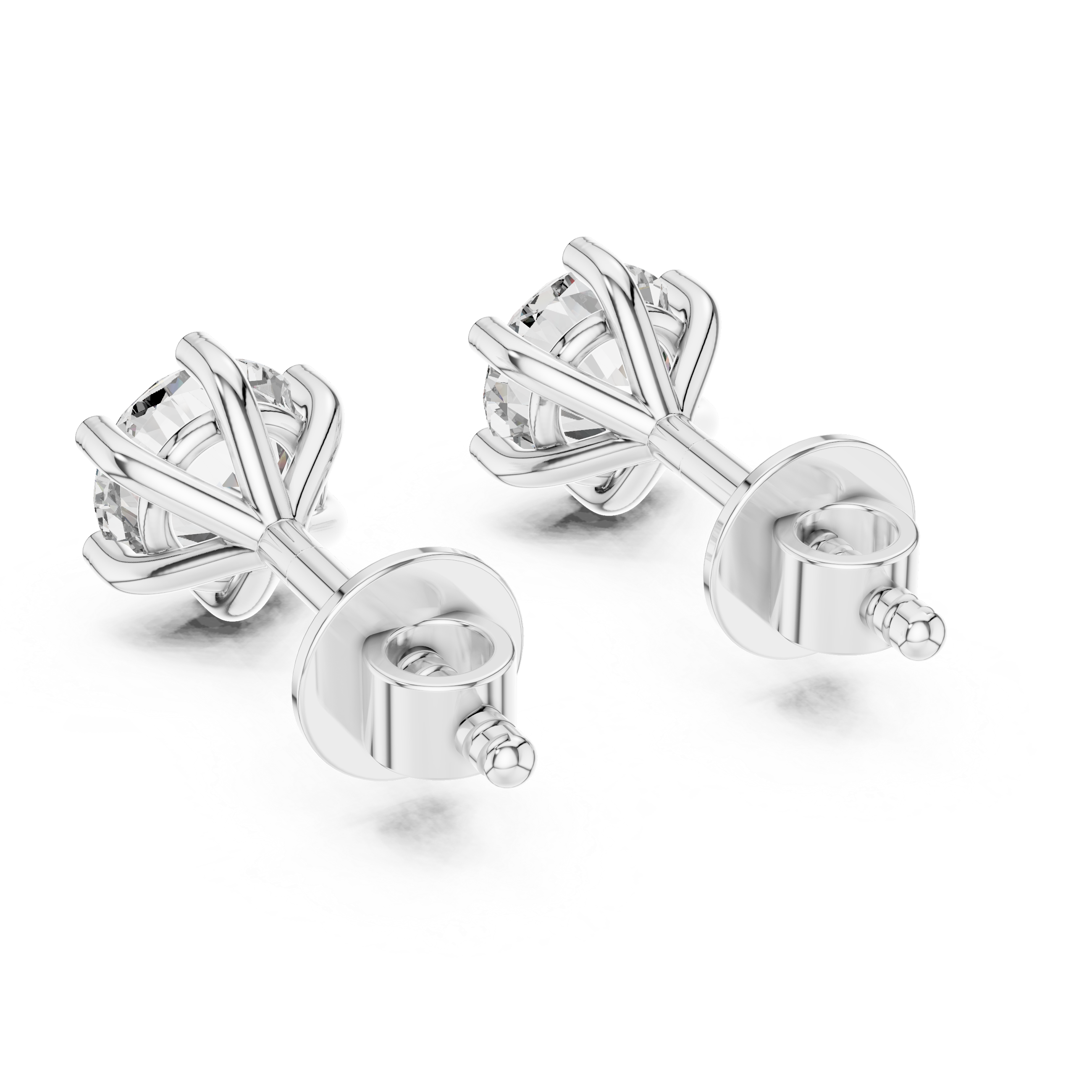 Pair of silver earrings on a white background