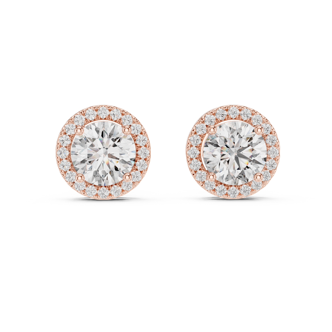 14KT White Gold Halo 1.25-Ct Round Diamond Studs