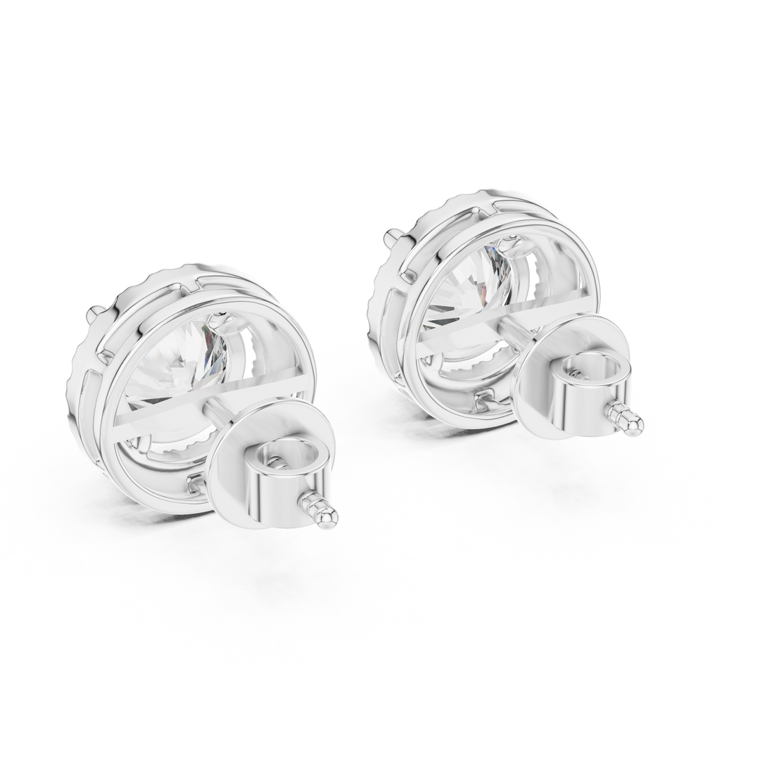 14KT White Gold Halo 1.25-Ct Round Diamond Studs