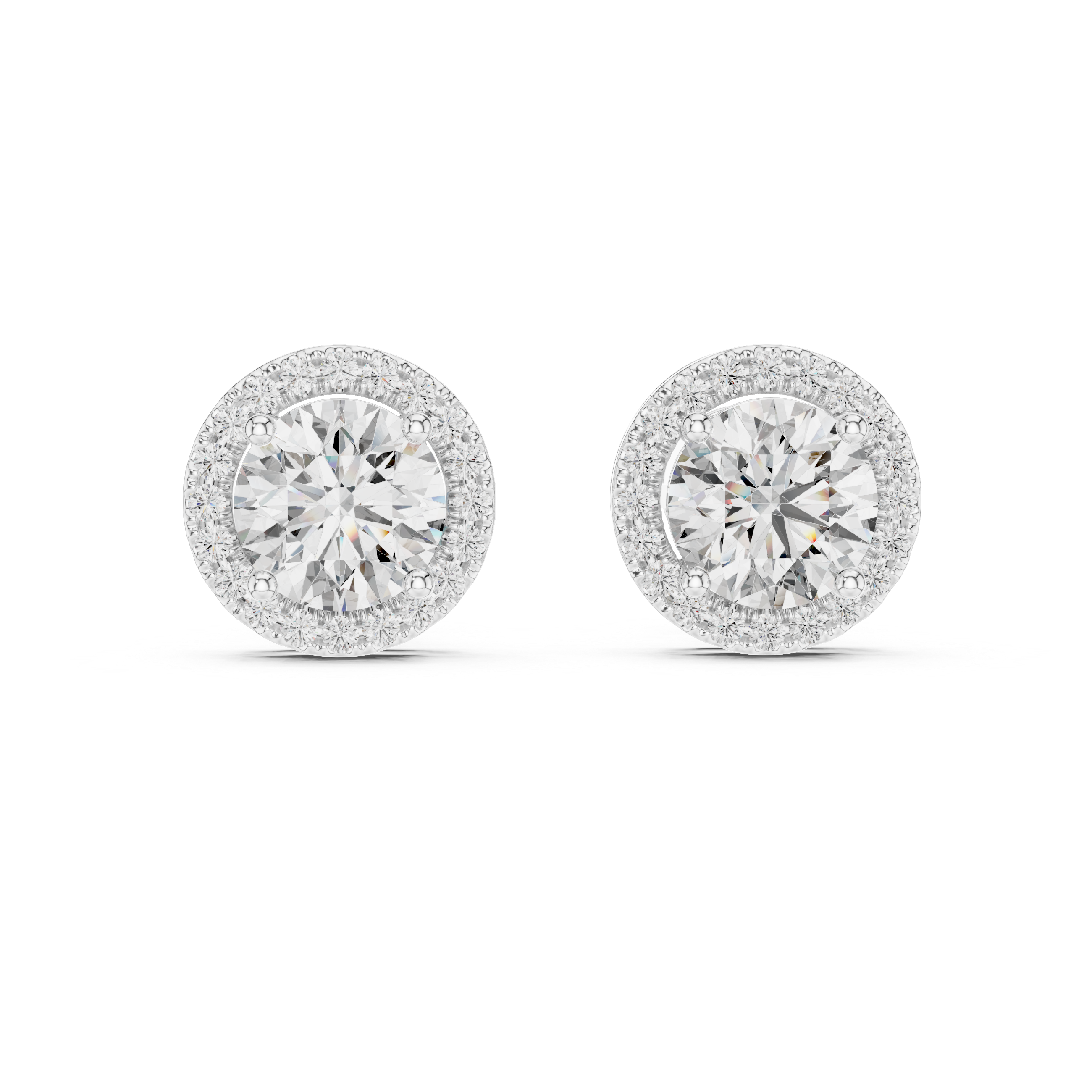 Pair of diamond earrings on a white background
