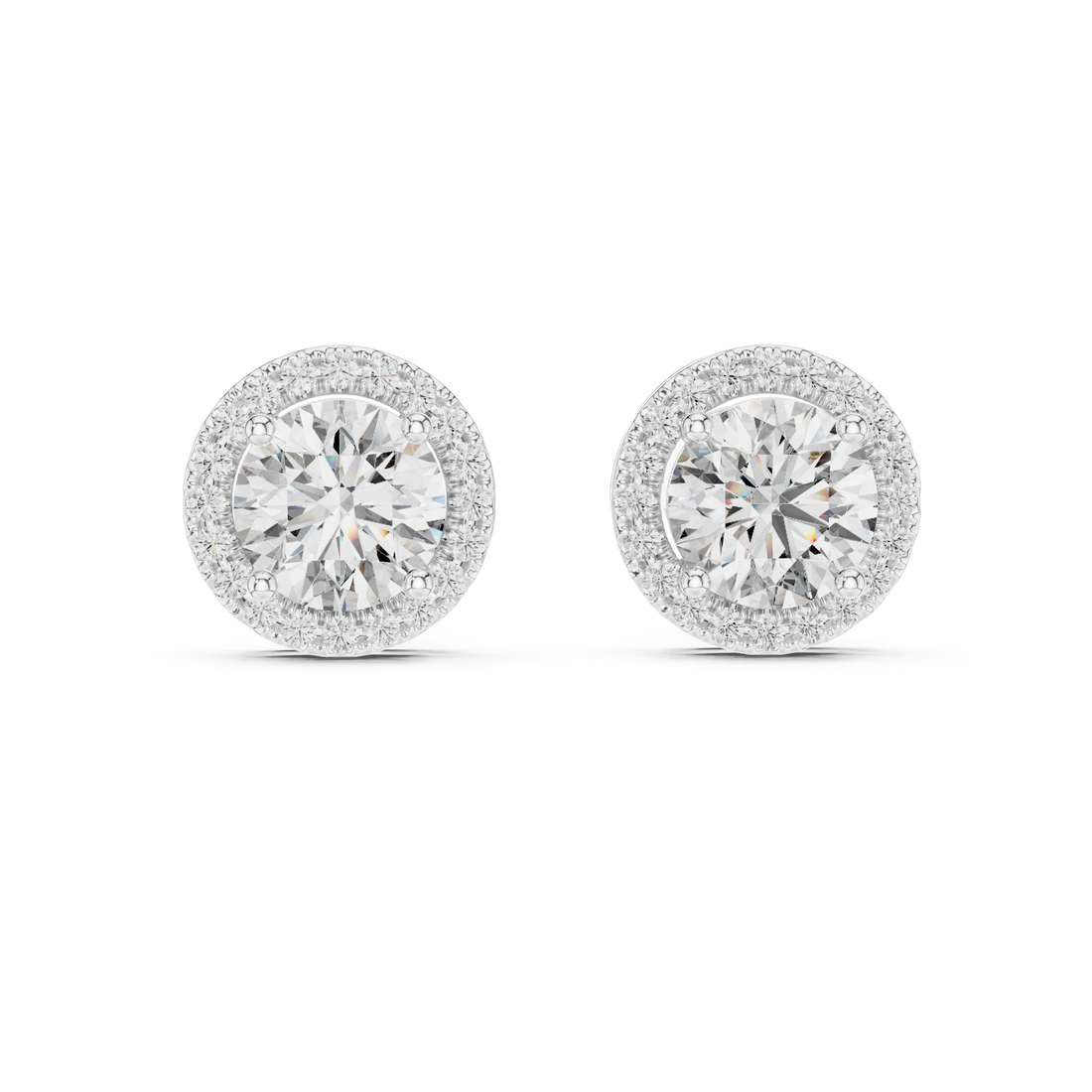 14KT White Gold Halo 1.25-Ct Round Diamond Studs