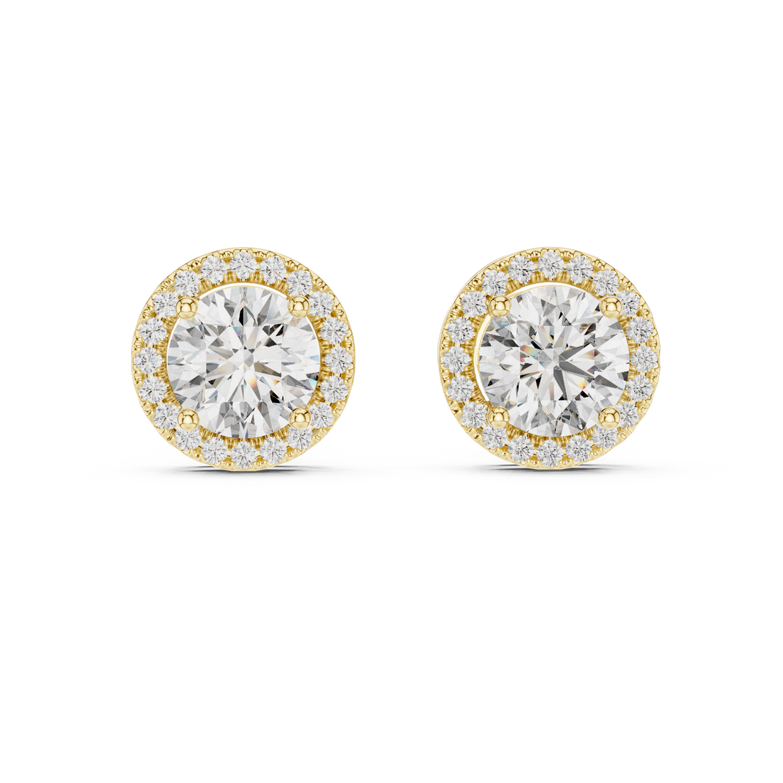 14KT White Gold Halo 1.25-Ct Round Diamond Studs