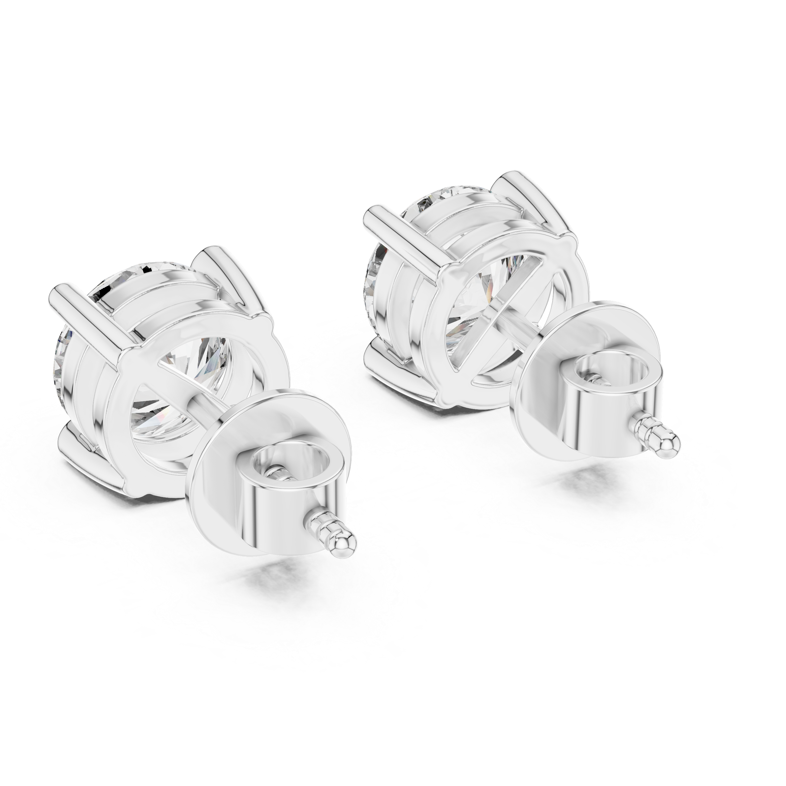 Pair of silver earrings on a white background