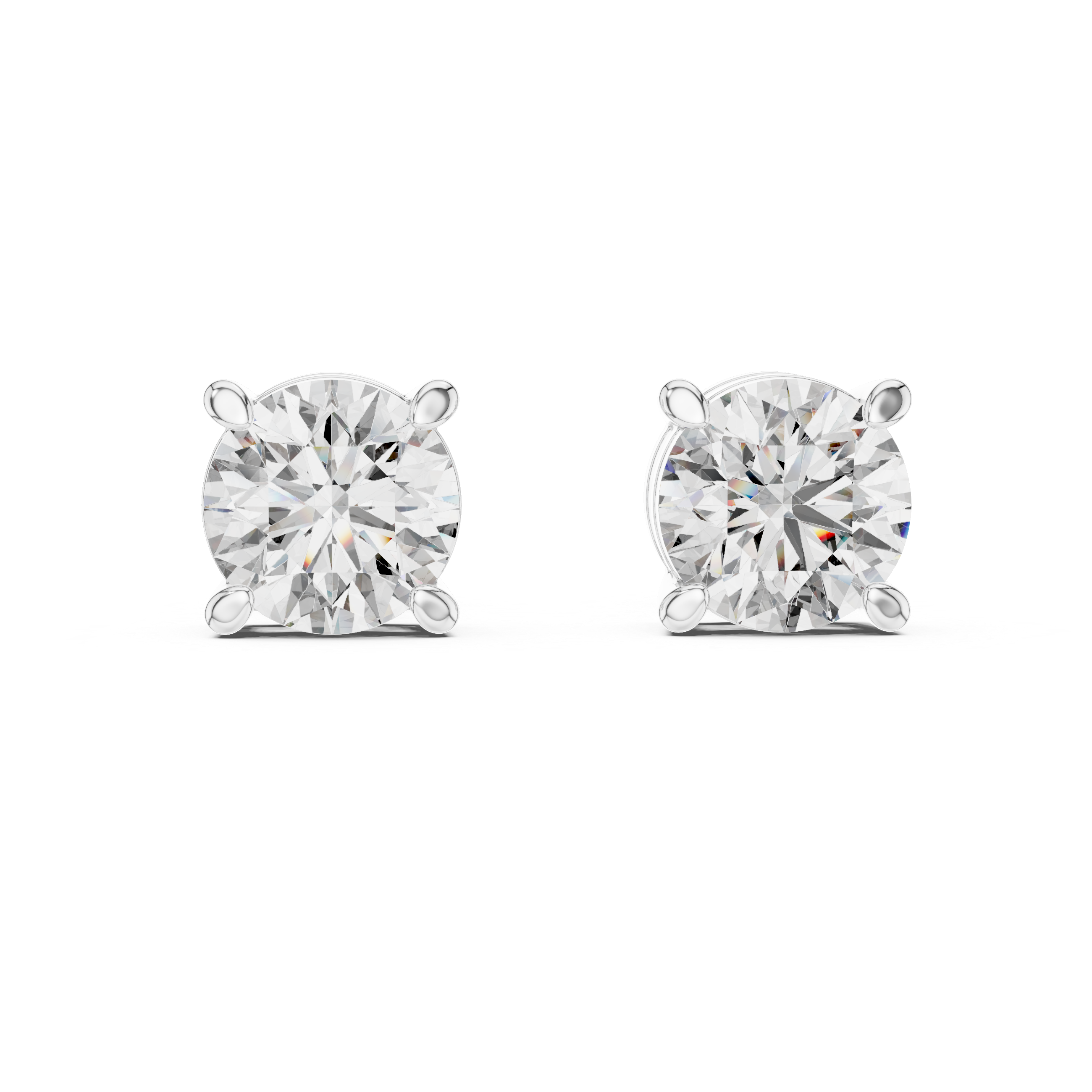 Pair of diamond stud earrings on a white background