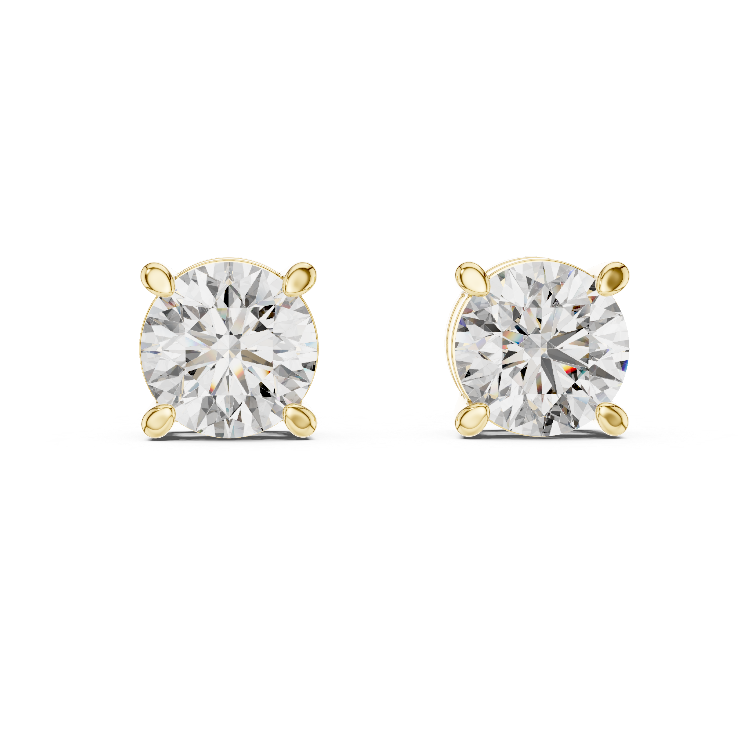 Pair of diamond stud earrings on a white background