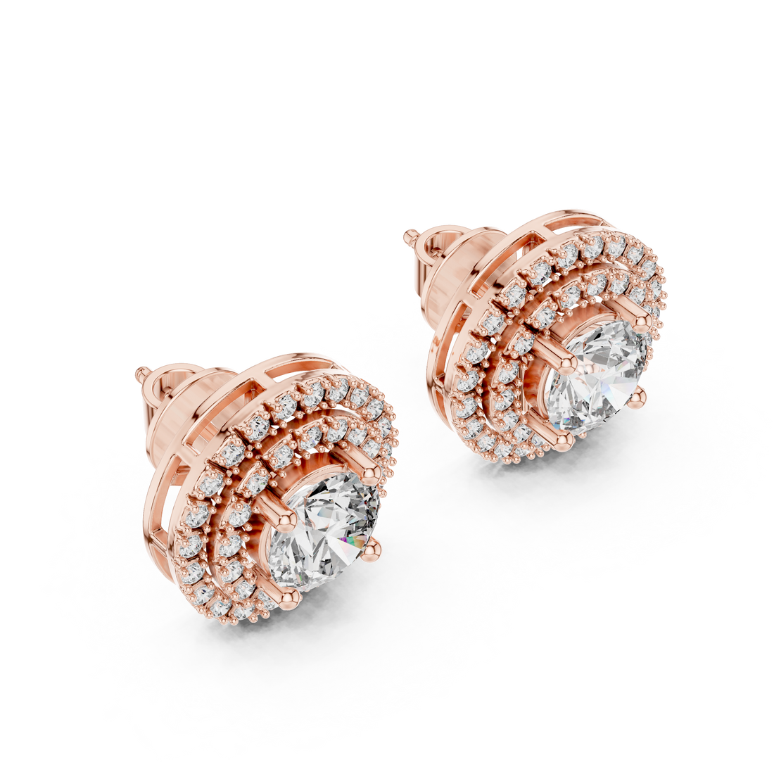 Radiant 1.25-CT Round Diamond Stud Earrings with 14-KT White Gold