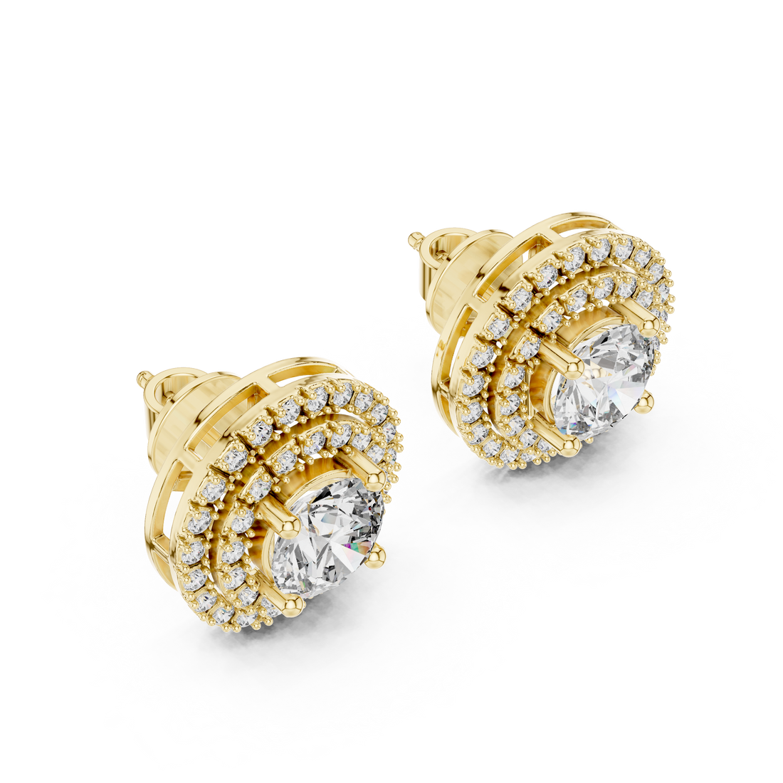 Radiant 1.25-CT Round Diamond Stud Earrings with 14-KT White Gold