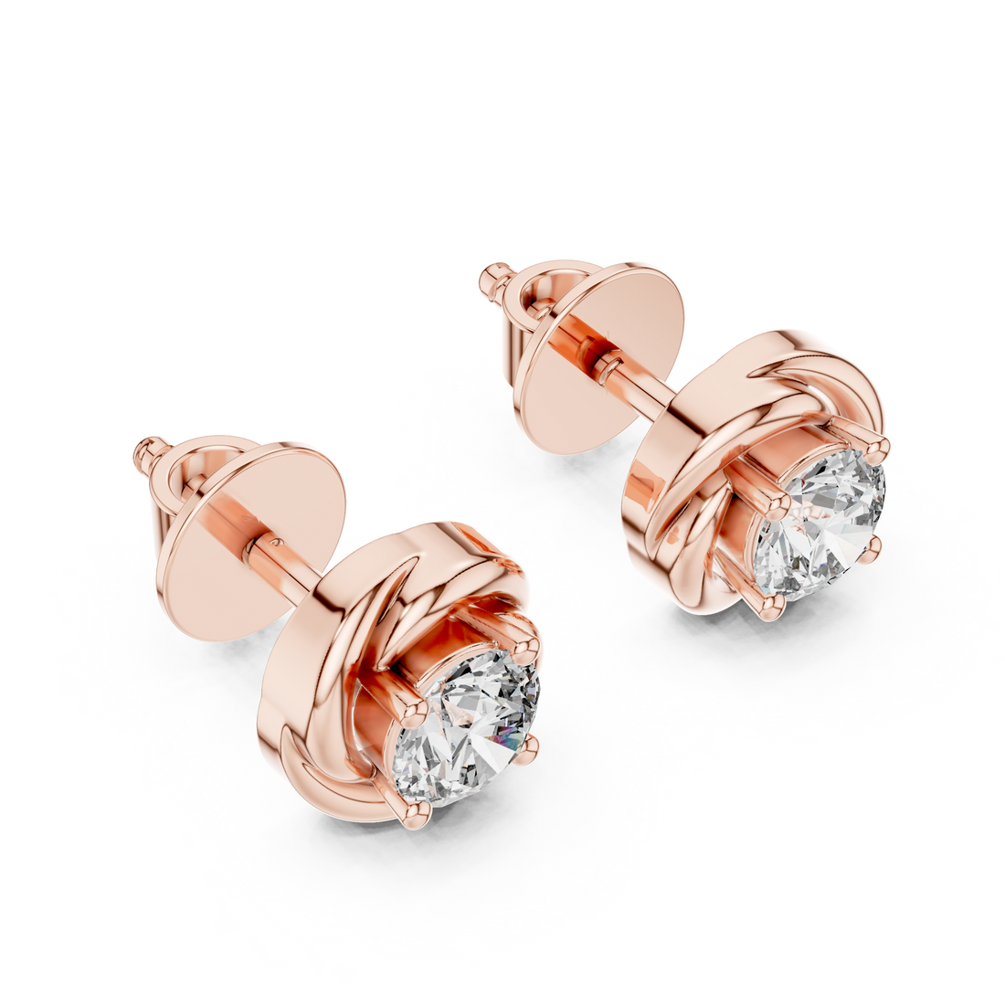 Twisted Embrace Diamond Stud Earrings in 14-Kt White Gold
