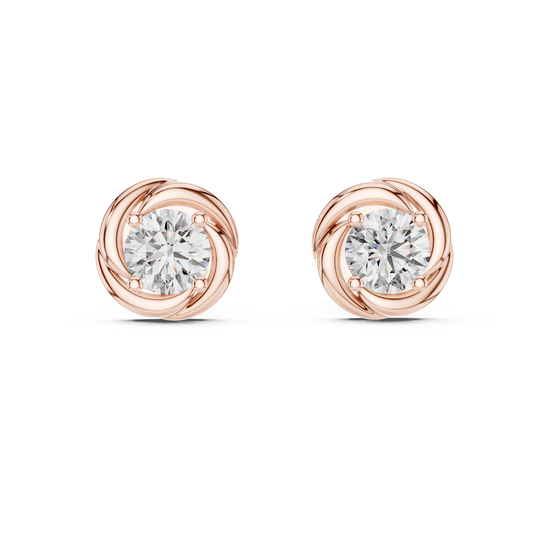 Twisted Embrace Diamond Stud Earrings in 14-Kt White Gold