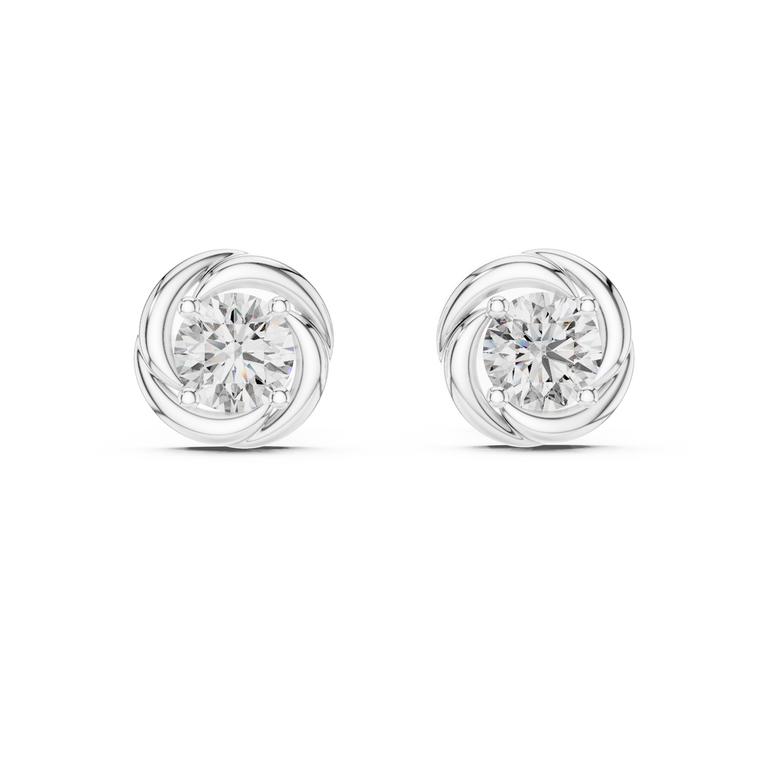 Twisted Embrace Diamond Stud Earrings in 14-Kt White Gold