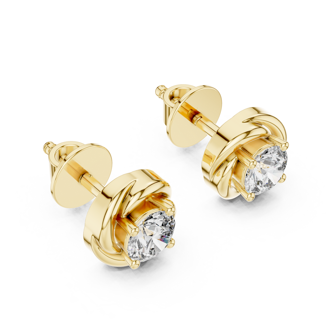 Twisted Embrace Diamond Stud Earrings in 14-Kt White Gold