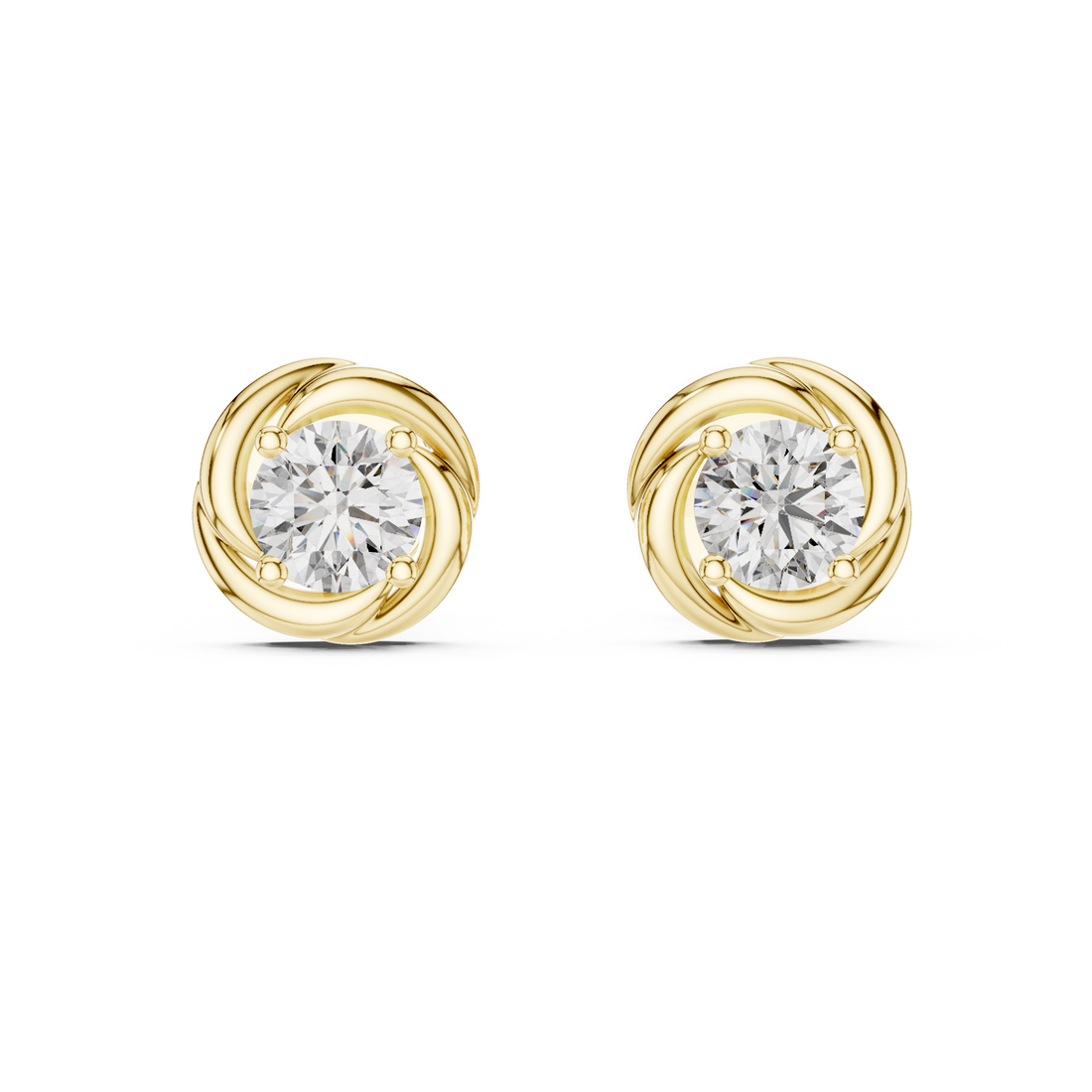 Twisted Embrace Diamond Stud Earrings in 14-Kt White Gold