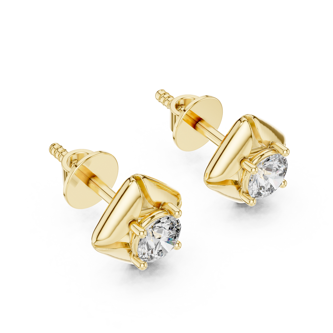Modern Geometric Diamond Stud Earrings in 14-Kt White Gold