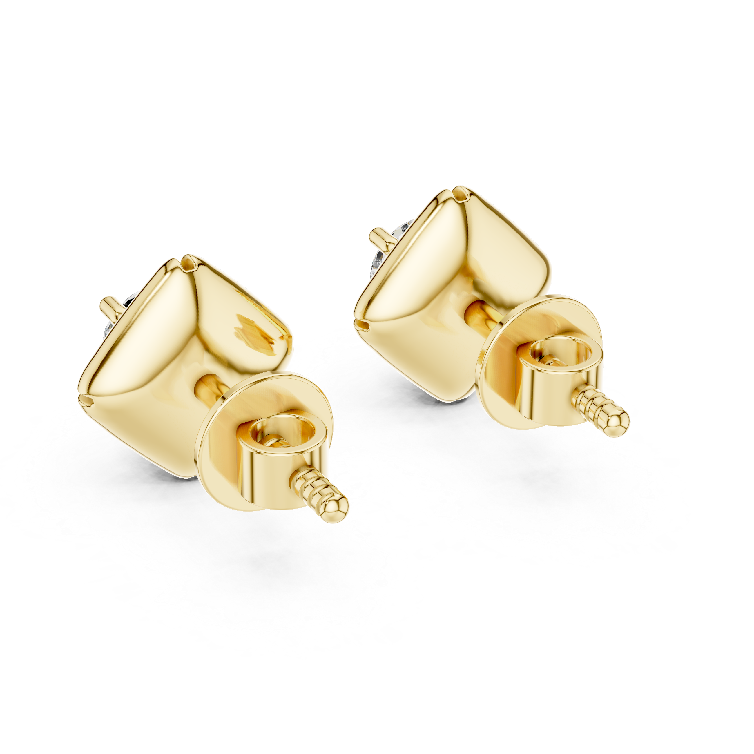 Pair of gold earrings on a white background