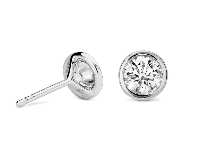 Basics Lab-Grown Diamond 1ct. tw. Round Brilliant Bezel Studs | White