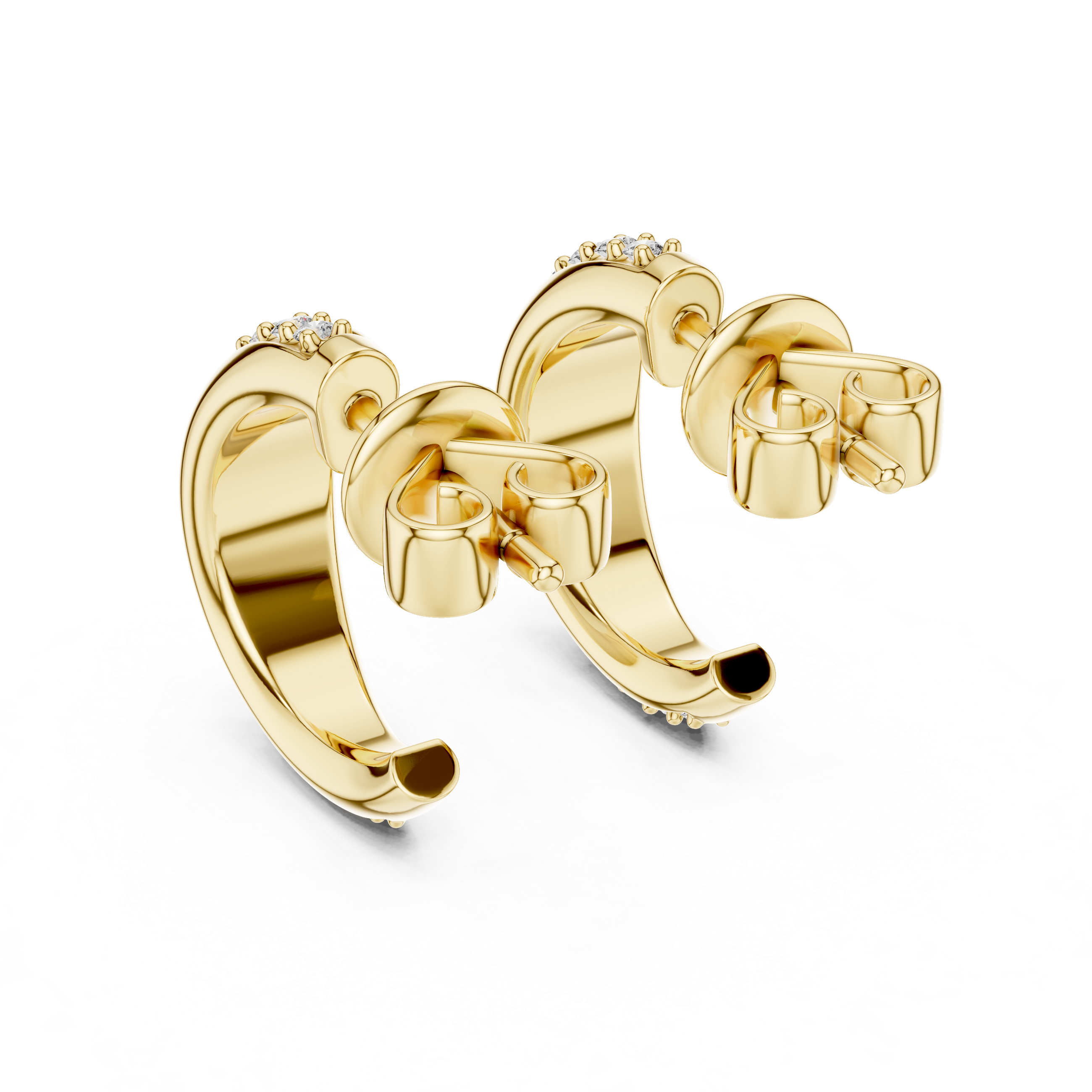 Gold hoop earrings on a white background
