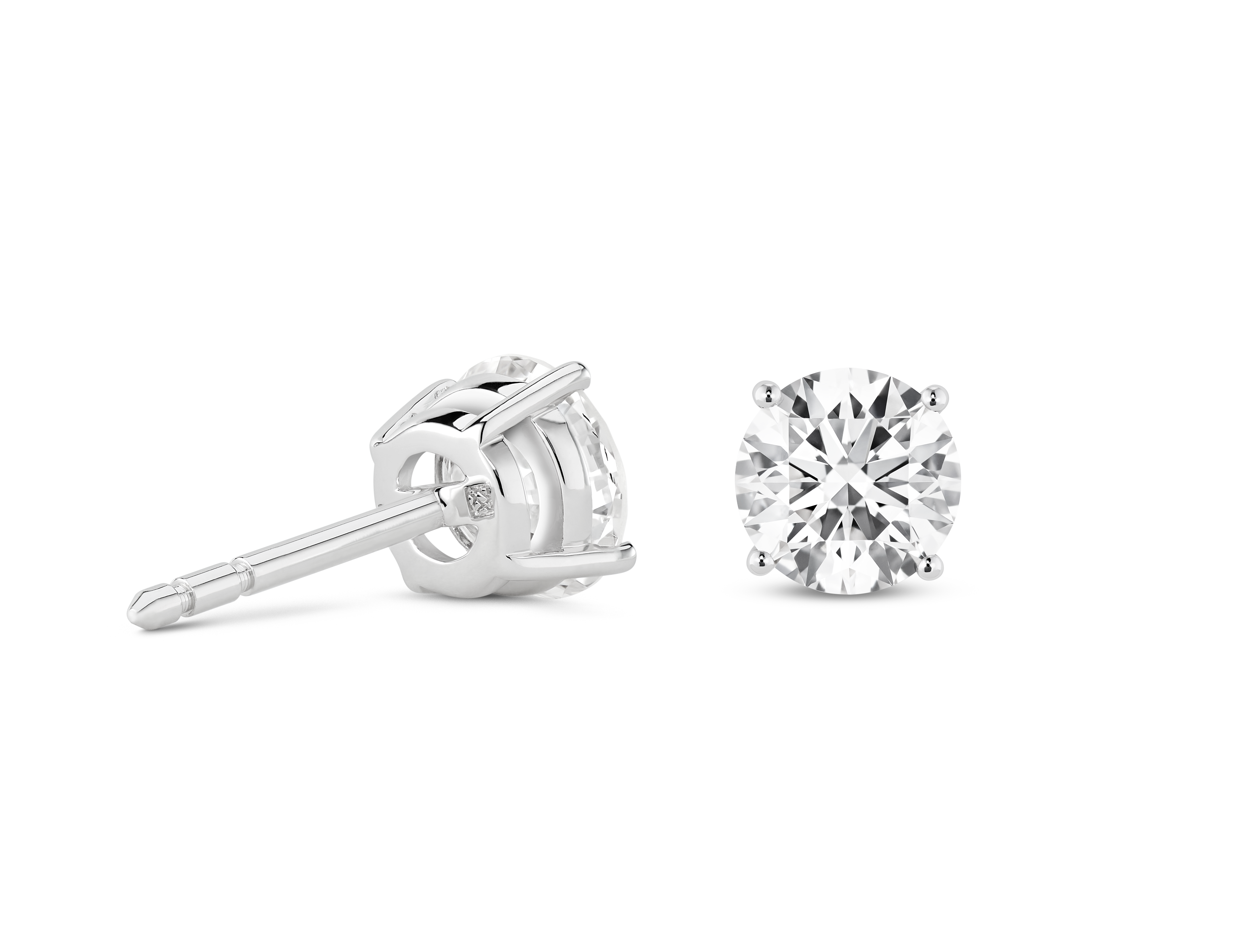 Finest Lab-Grown Diamond 2ct. tw. Round Brilliant Solitaire Studs | White