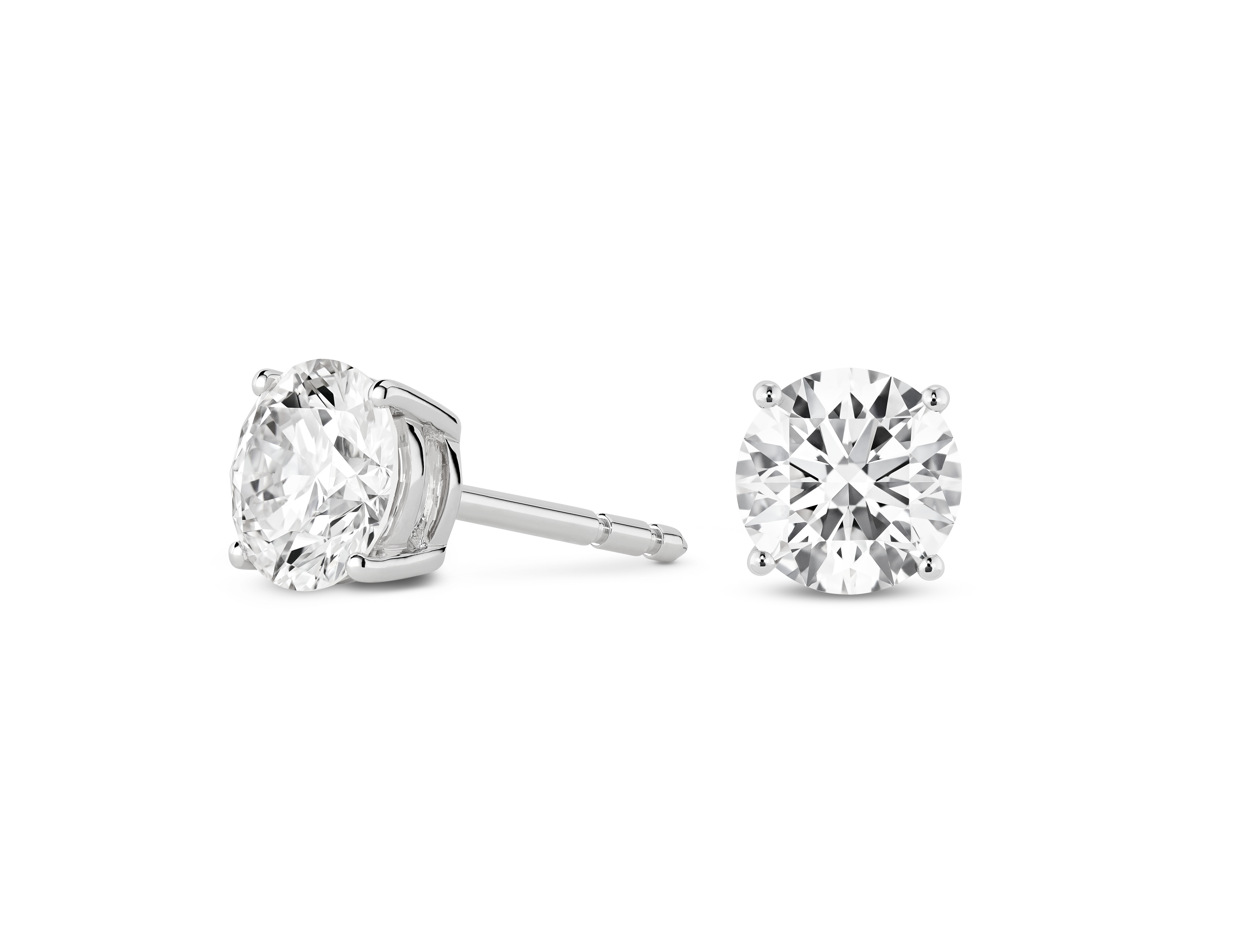 Finest Lab-Grown Diamond 2ct. tw. Round Brilliant Solitaire Studs | White