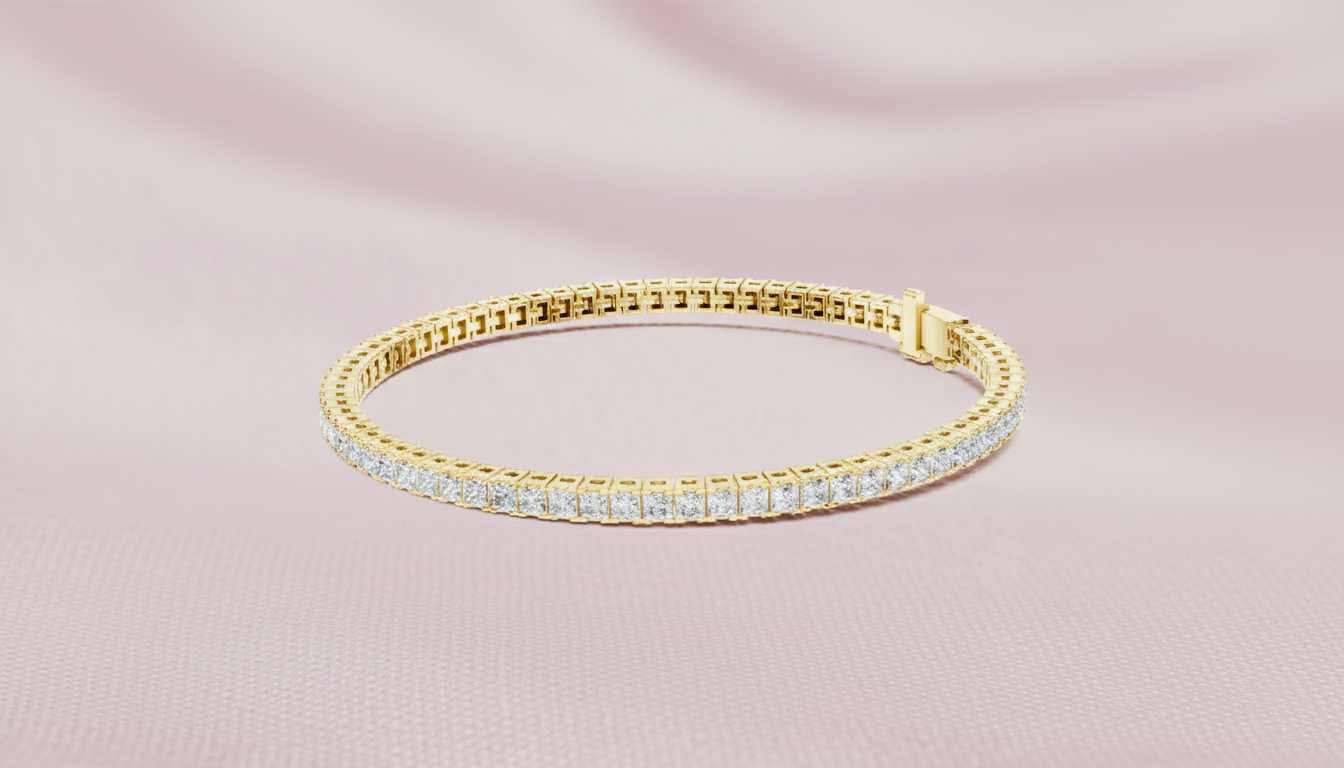 Classic 0.05-CT Princess-Cut Diamond Tennis Bracelet in 14-KT White Gold