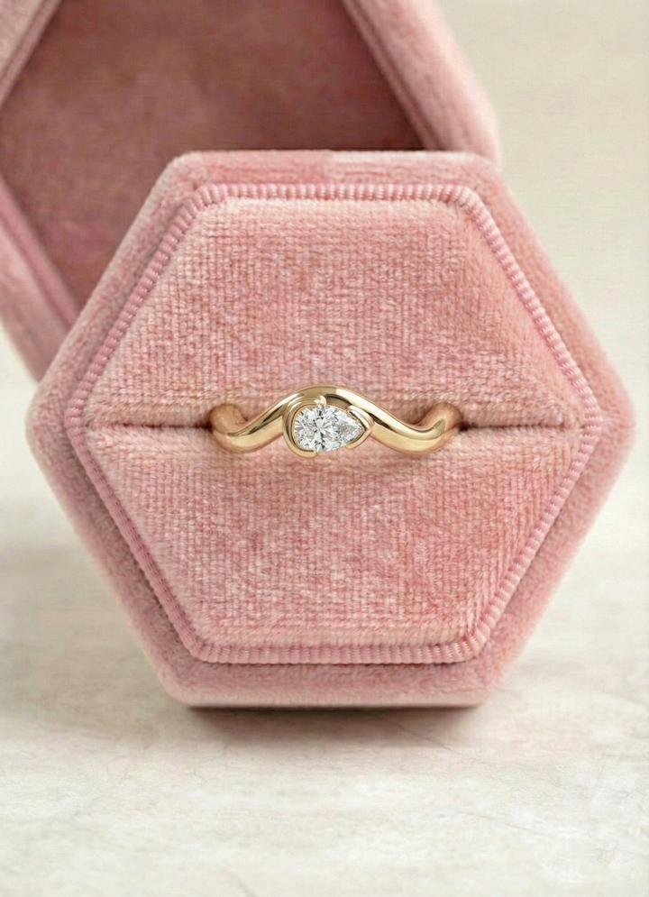 0.20 Ct. Pear Cut Lab Grown Diamond Pinky Ring