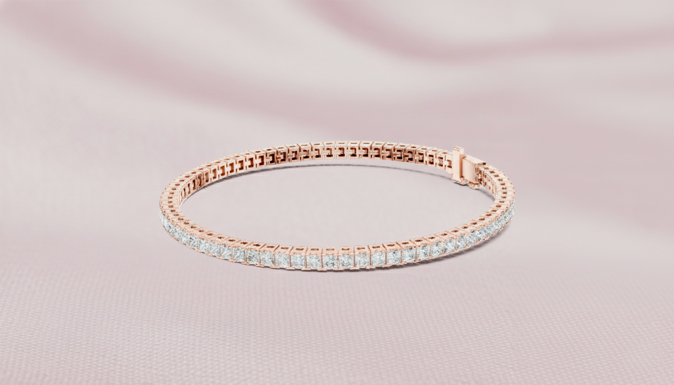 Classic 0.05-CT Princess-Cut Diamond Tennis Bracelet in 14-KT White Gold