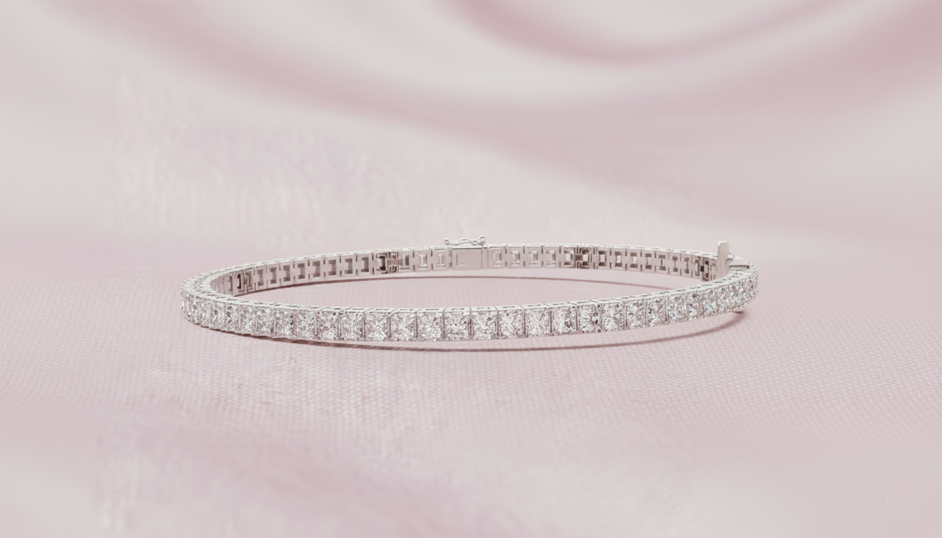 Classic 0.05-CT Princess-Cut Diamond Tennis Bracelet in 14-KT White Gold