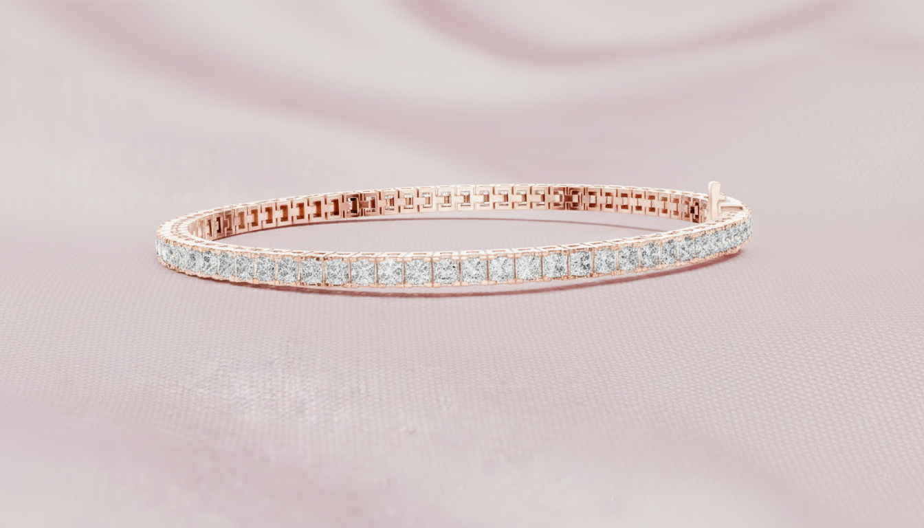 Classic 0.05-CT Princess-Cut Diamond Tennis Bracelet in 14-KT White Gold